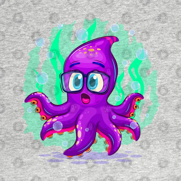 Cartoon surprised octopus by AndreKENO